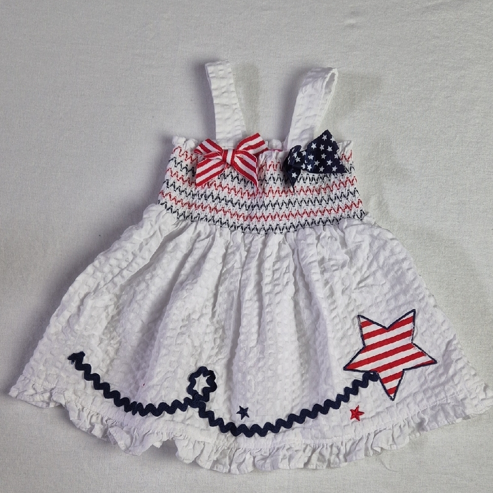 Goodlad White Dress with Red and Blue Star Design. Size 18M. Perfect 4th July